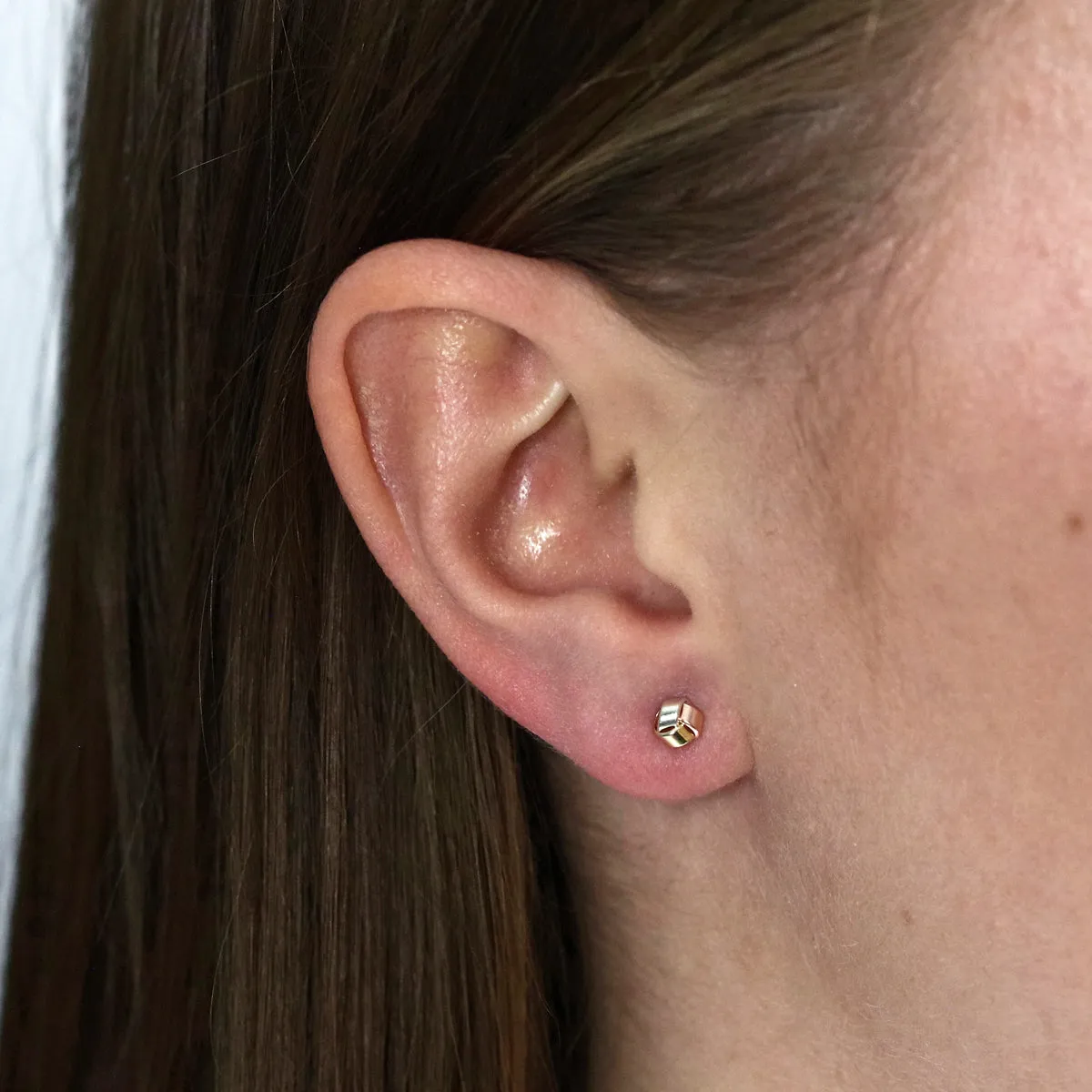 Soleil Collection Three Row Knot Stud Earrings | 9K Solid Tri-Colour Gold