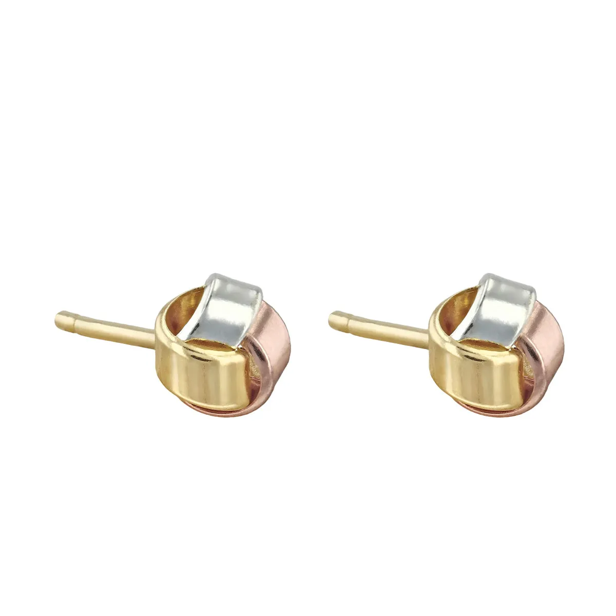 Soleil Collection Three Row Knot Stud Earrings | 9K Solid Tri-Colour Gold