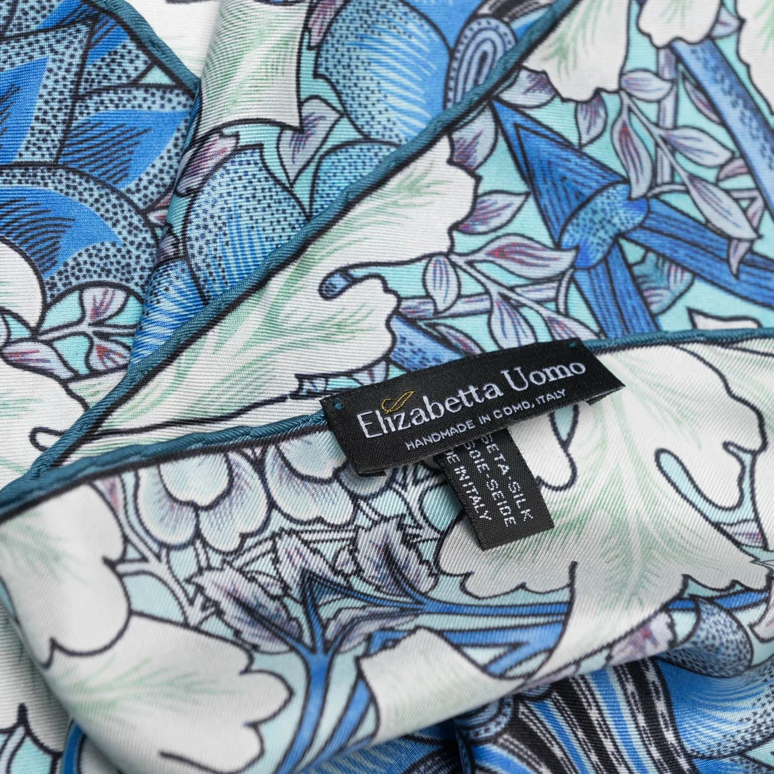St. James - Hand Rolled Silk Neckerchief - Blue and Mint