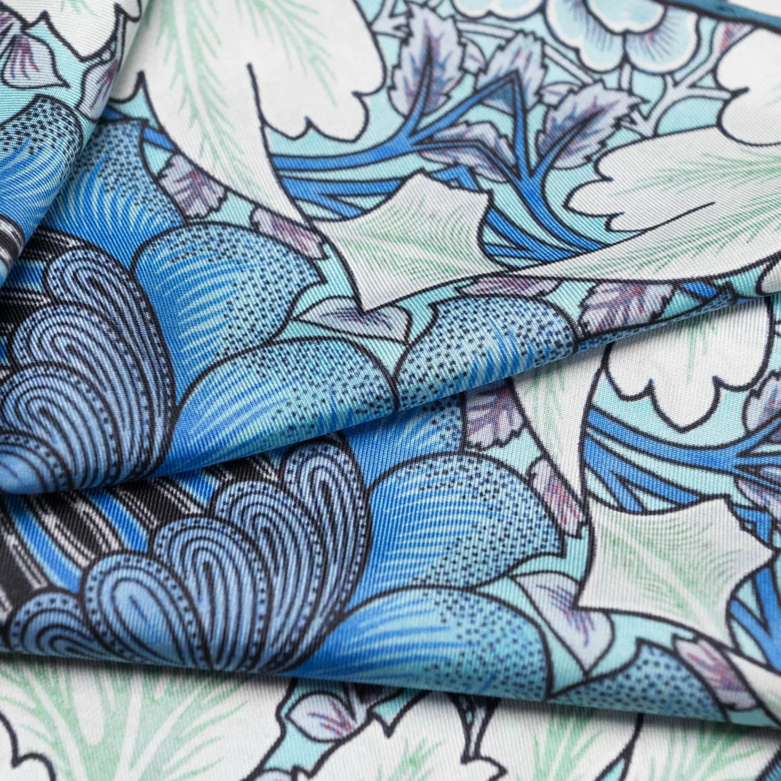St. James - Hand Rolled Silk Neckerchief - Blue and Mint
