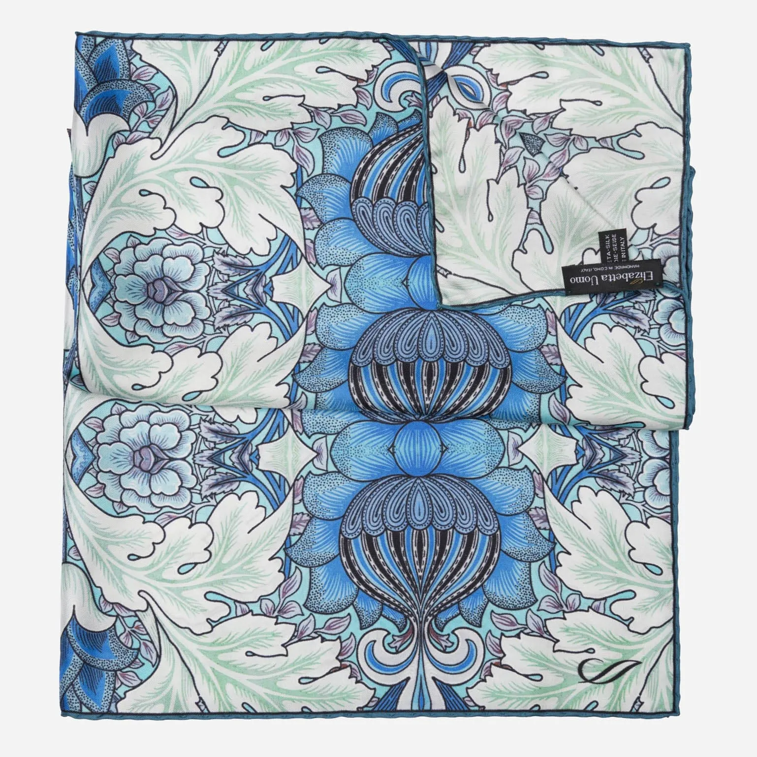 St. James - Hand Rolled Silk Neckerchief - Blue and Mint