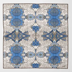 St. James - Hand Rolled Silk Neckerchief - Blue and Tan