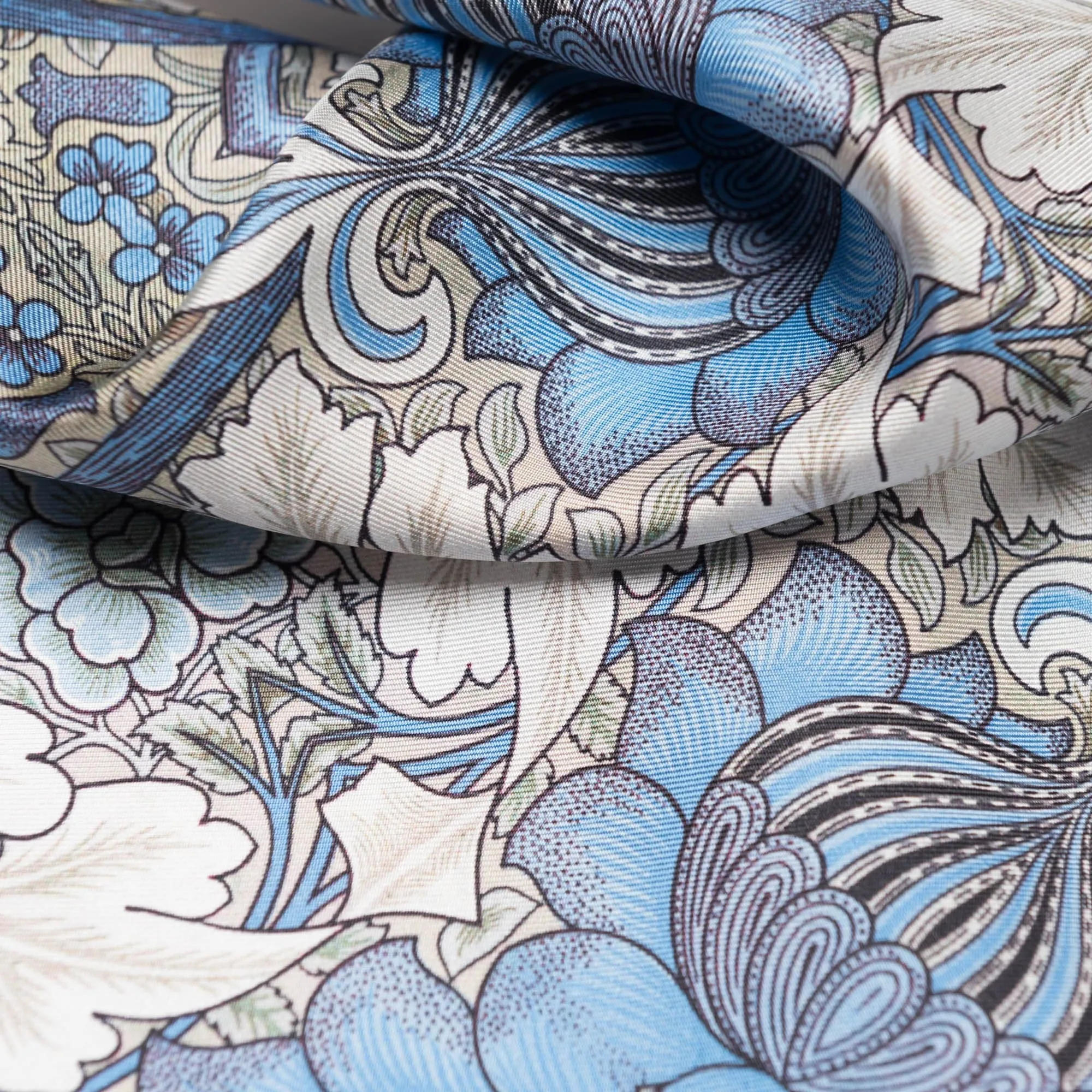 St. James - Hand Rolled Silk Neckerchief - Blue and Tan