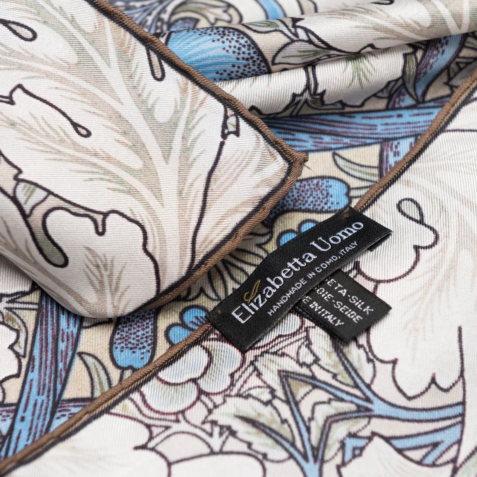 St. James - Hand Rolled Silk Neckerchief - Blue and Tan