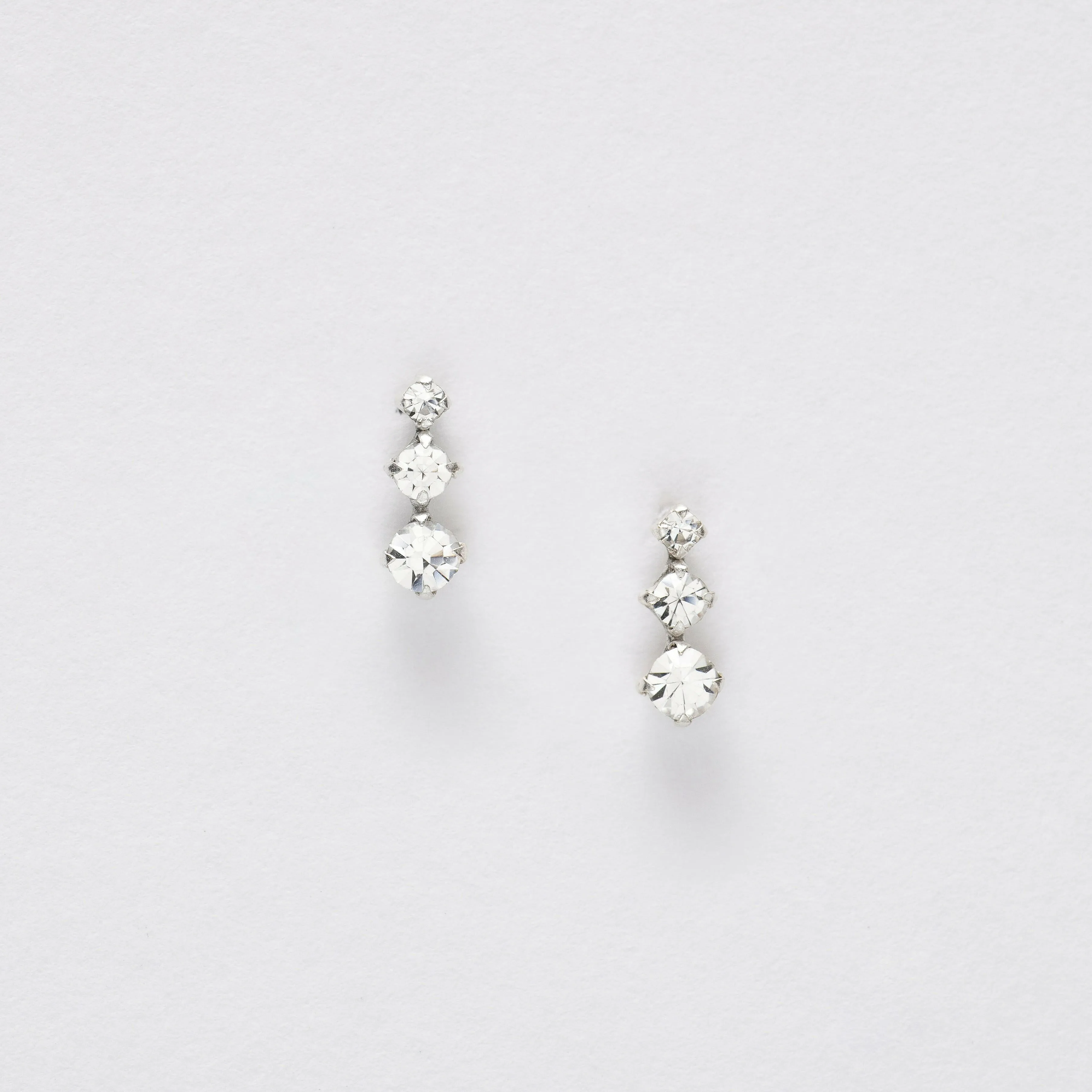 Stunning Silver CZ Triple Drop Ear Studs - Chic Dangle Earrings for Women
