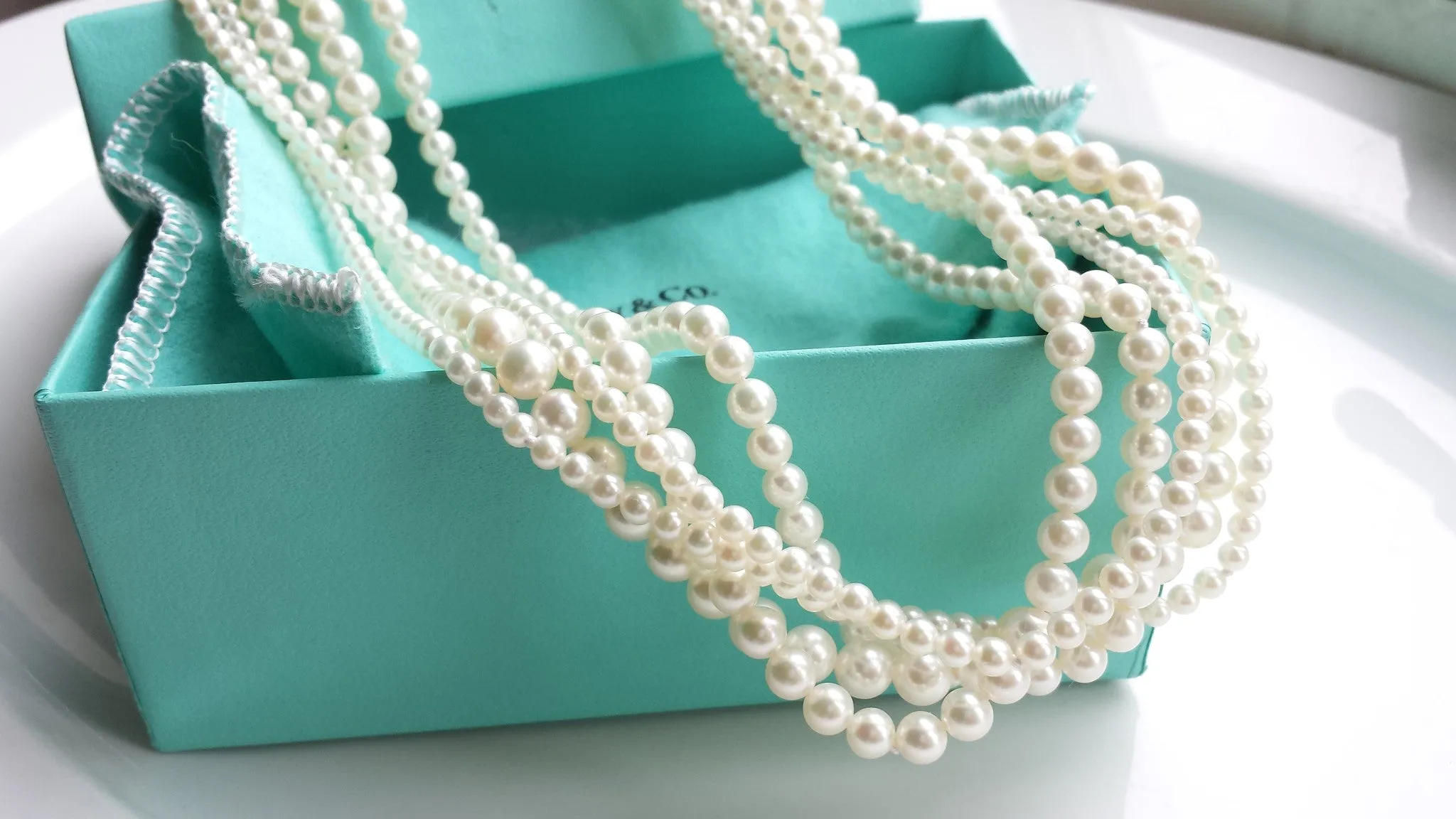 Tiffany & Co. Vintage Akoya Pearl Torsade Necklace, with Box & Bag