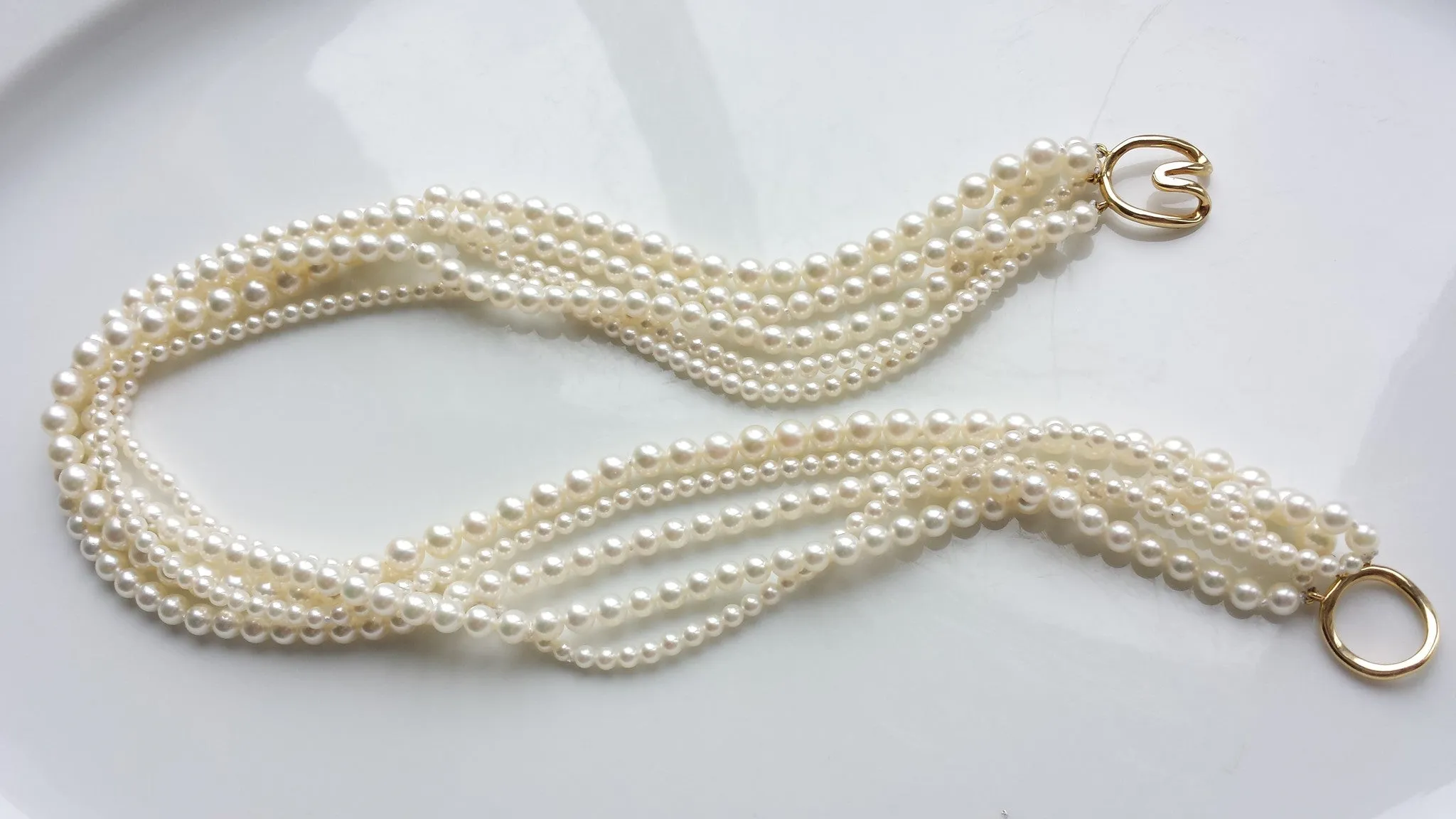 Tiffany & Co. Vintage Akoya Pearl Torsade Necklace, with Box & Bag