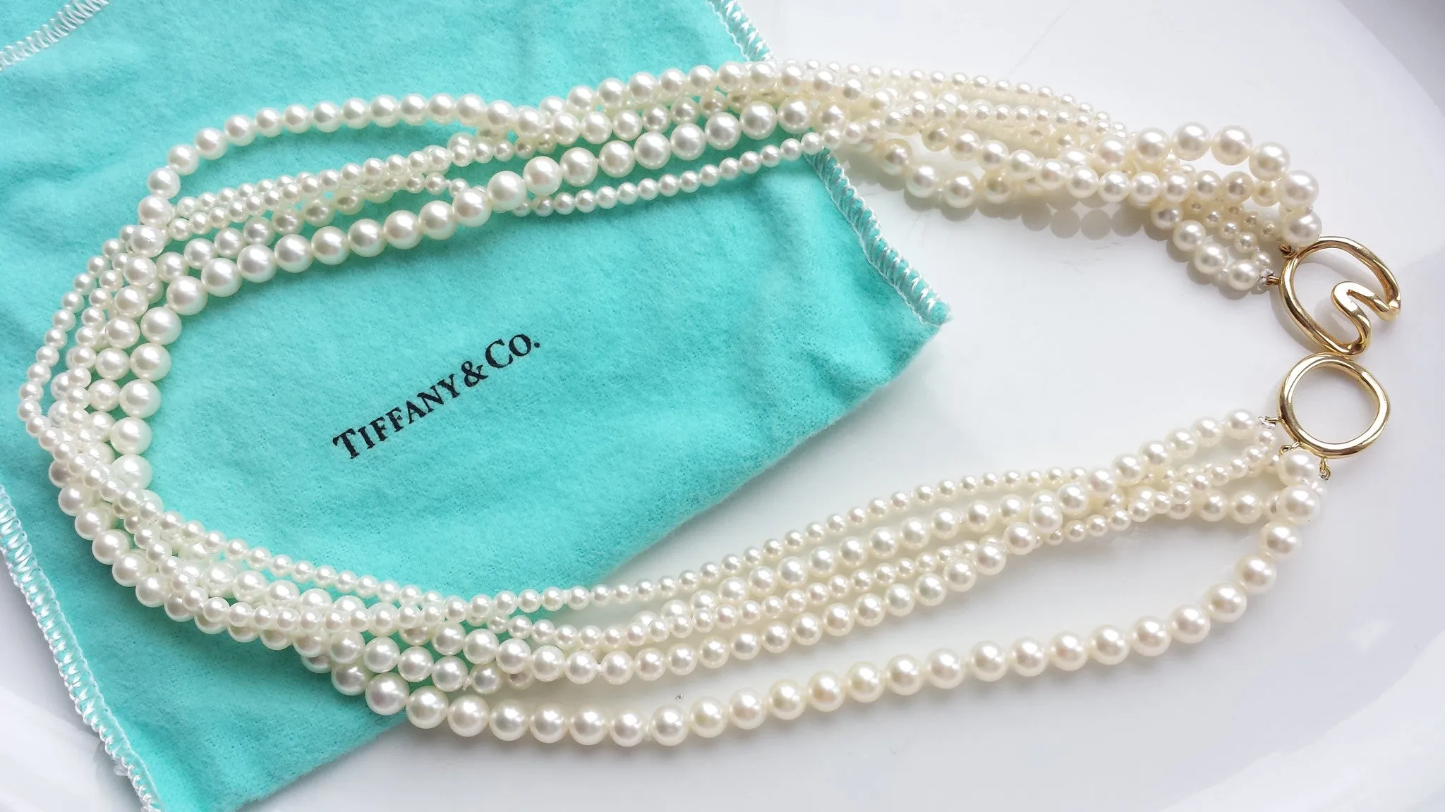 Tiffany & Co. Vintage Akoya Pearl Torsade Necklace, with Box & Bag