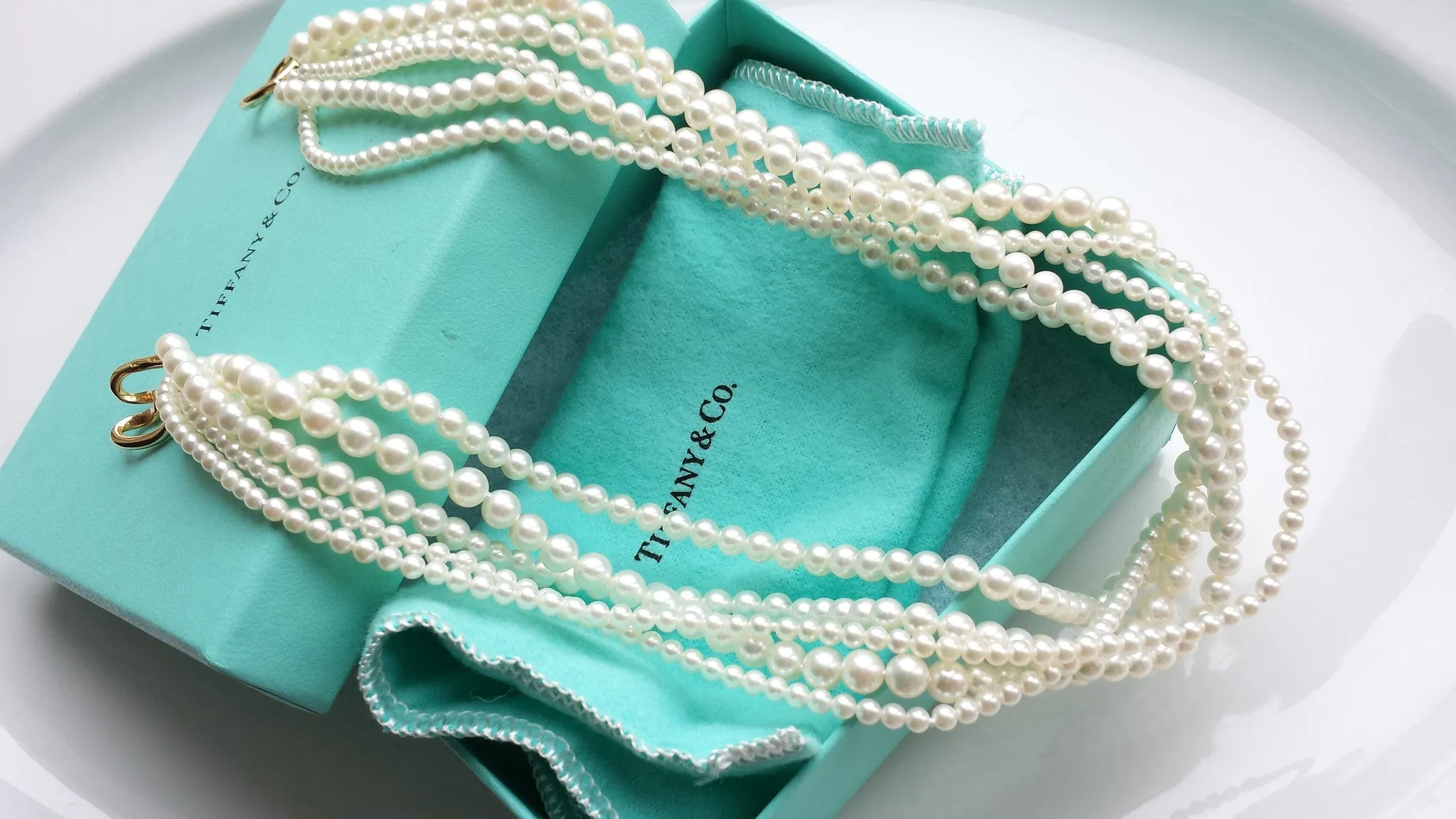 Tiffany & Co. Vintage Akoya Pearl Torsade Necklace, with Box & Bag