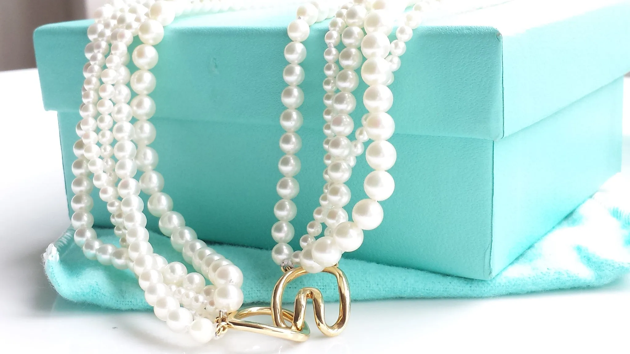 Tiffany & Co. Vintage Akoya Pearl Torsade Necklace, with Box & Bag
