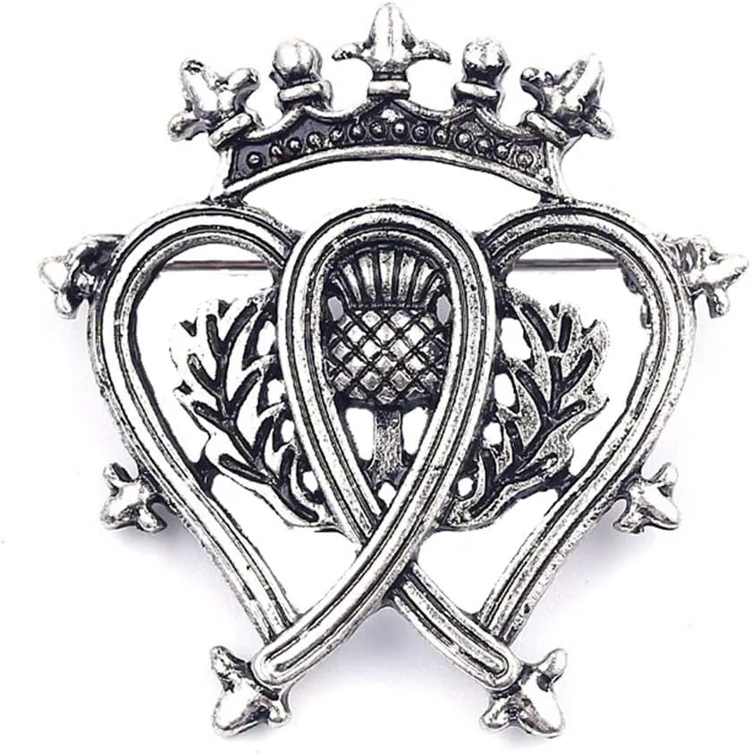 Traditional Scottish Style Luckenbooth Brooch Pin - Silver/Metal (0.3 oz)