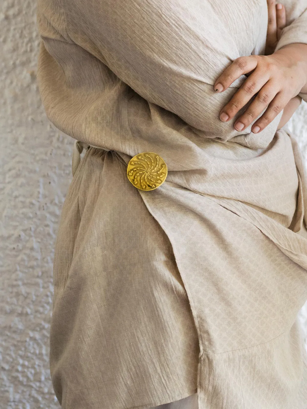 Tribal Circle Brooch Gold