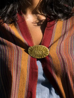 Tribal Oblong Brooch Gold