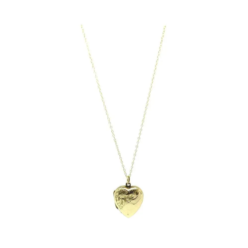Vintage 1930s 9ct Heart Shaped Locket Necklace