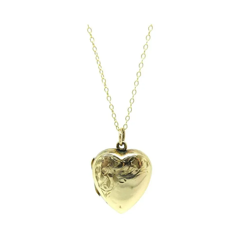 Vintage 1930s 9ct Heart Shaped Locket Necklace