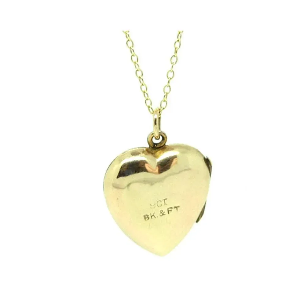 Vintage 1930s 9ct Heart Shaped Locket Necklace