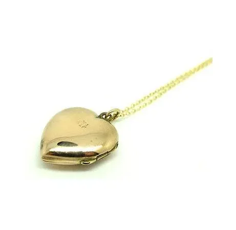 Vintage 1930s 9ct Rose Gold Heart Locket Necklace