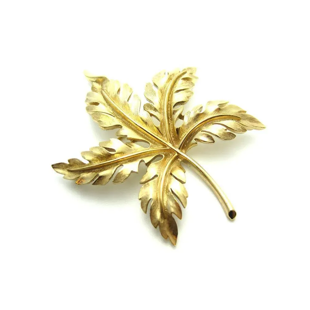 Vintage 1960s Designer Trifari Leaf Brooch