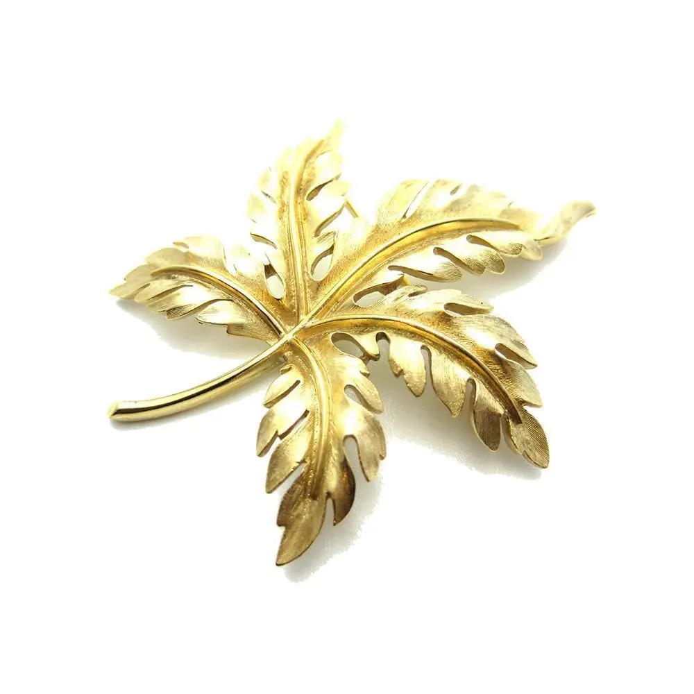 Vintage 1960s Designer Trifari Leaf Brooch