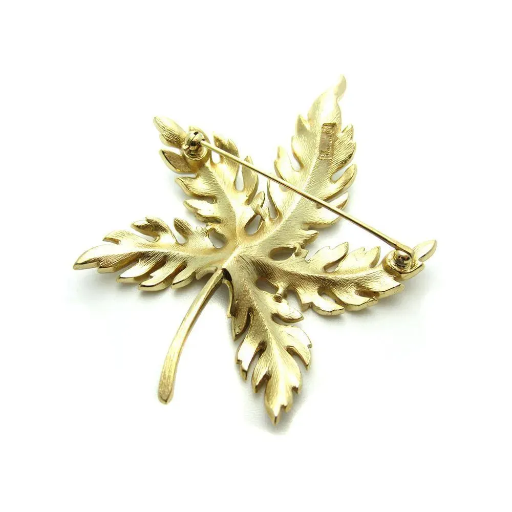 Vintage 1960s Designer Trifari Leaf Brooch