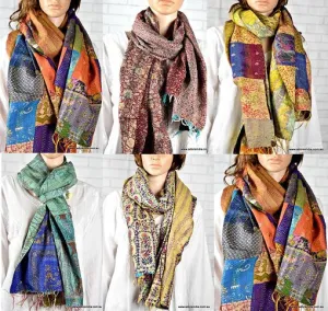 Wholesale Bulk Lot Kantha Silk Scarf 14 pcs - 90 X 200 cms