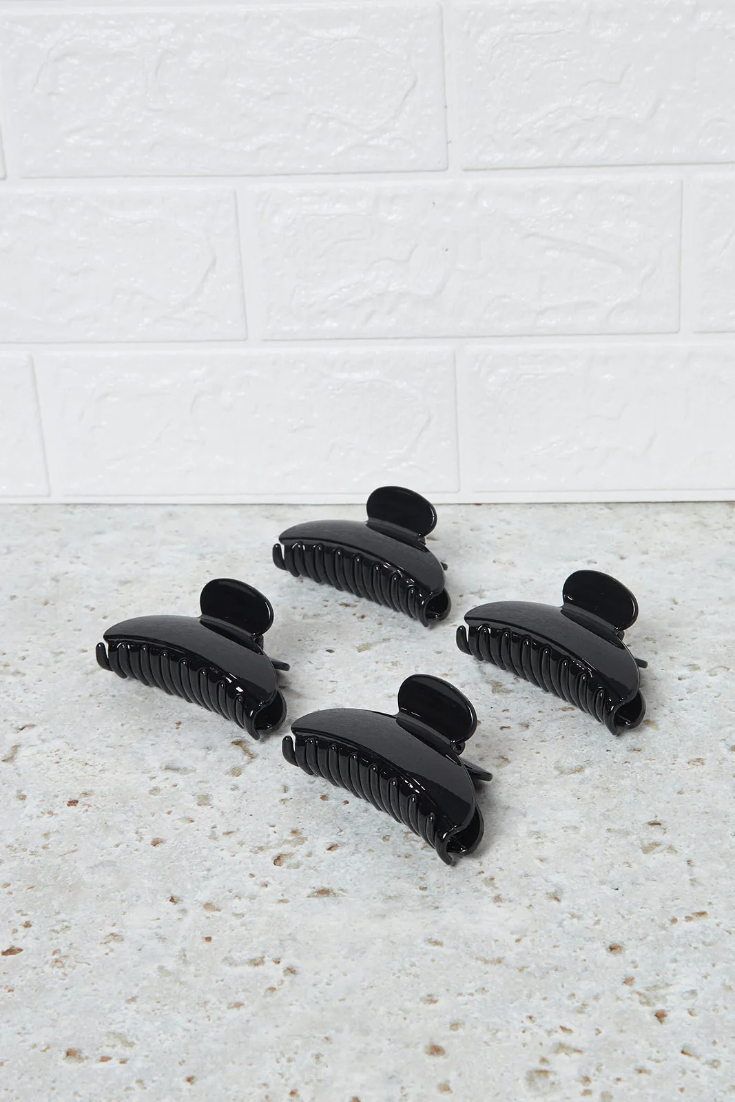Women Black Hair Claw Set (4 Piece)