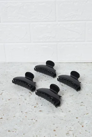 Women Black Hair Claw Set (4 Piece)