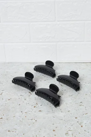Women Black Hair Claw Set (4 Piece)