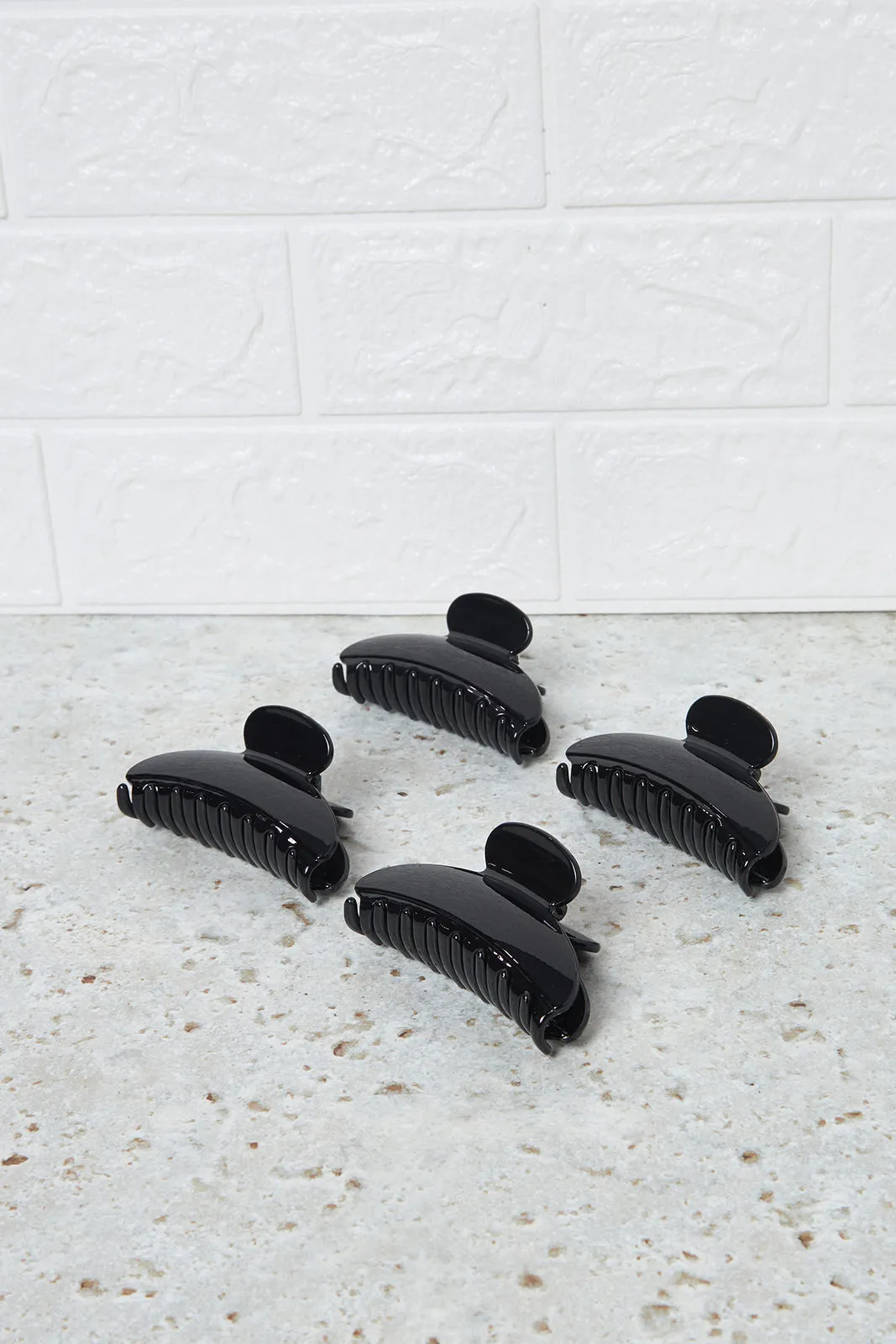 Women Black Hair Claw Set (4 Piece)