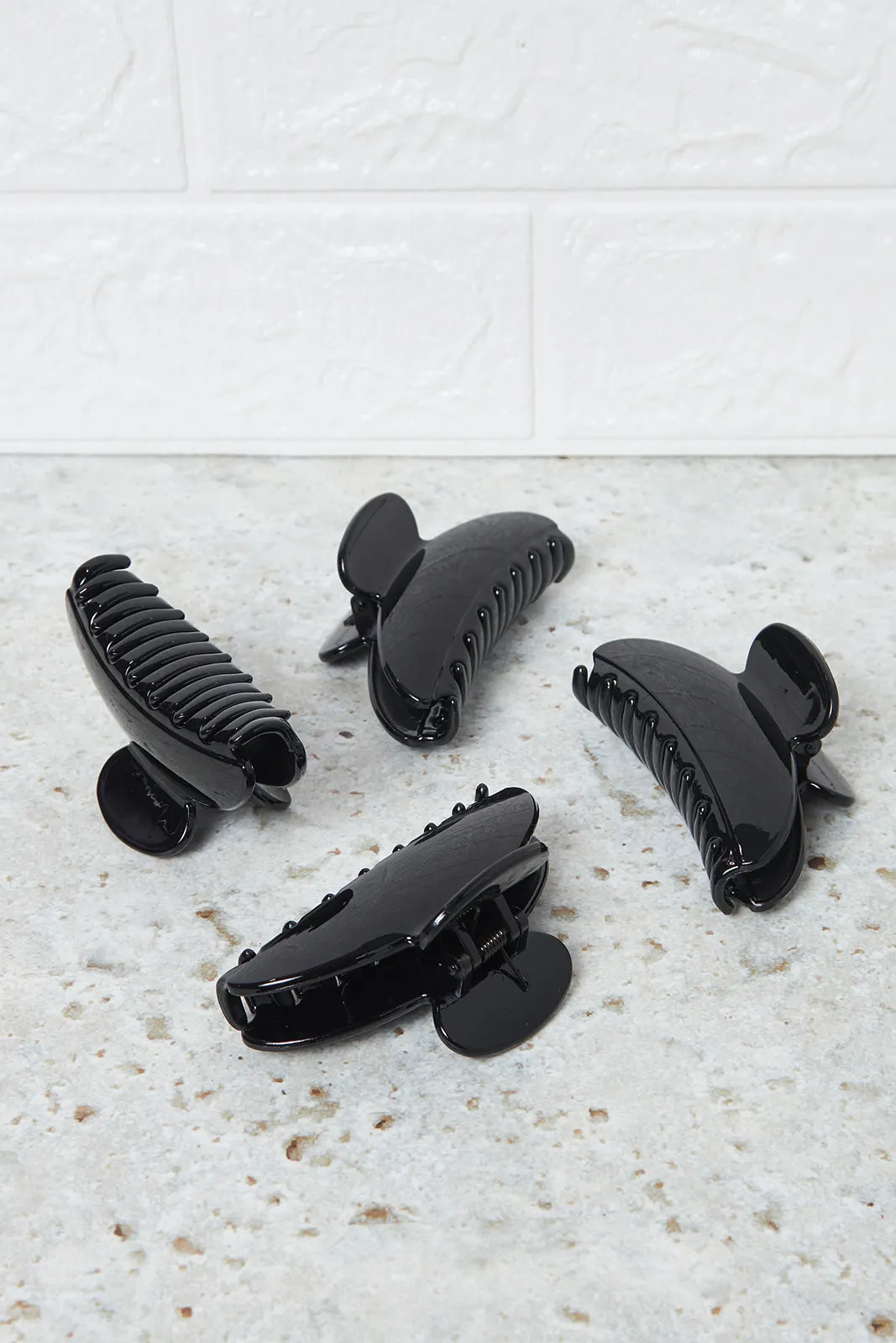 Women Black Hair Claw Set (4 Piece)