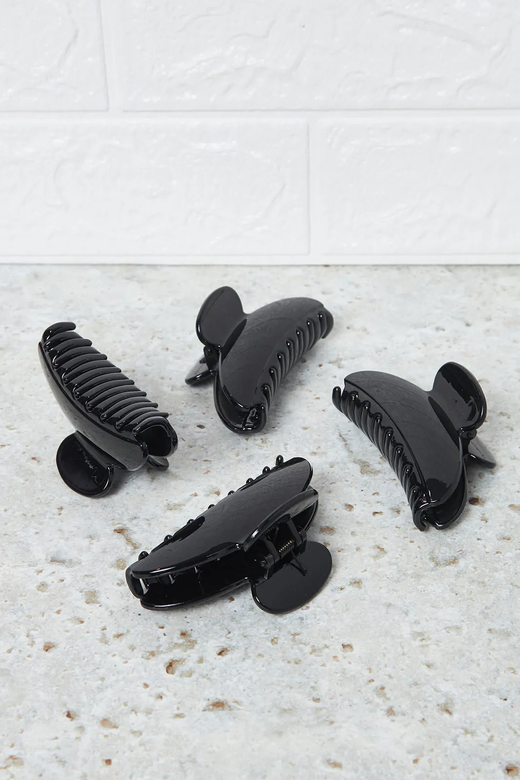 Women Black Hair Claw Set (4 Piece)