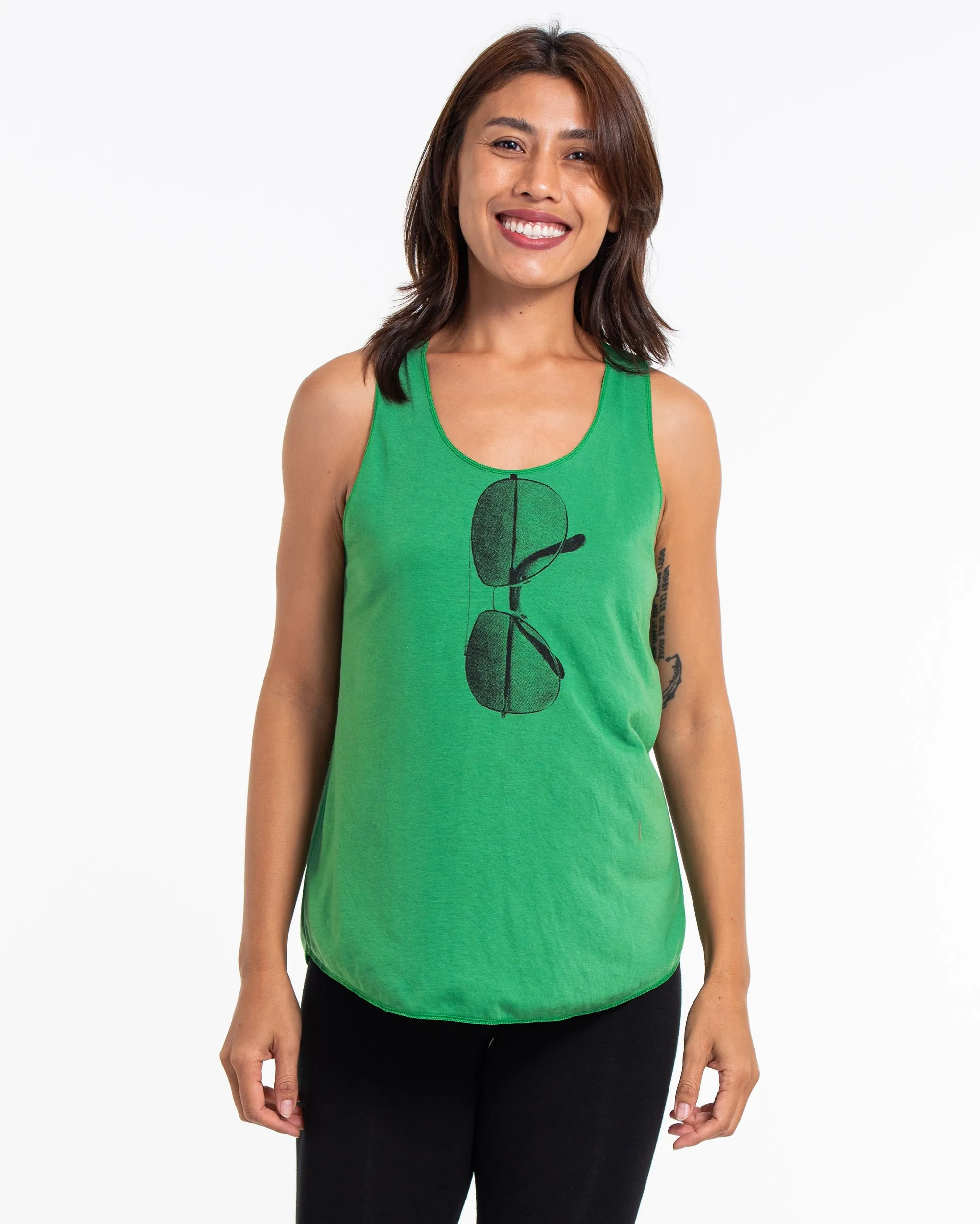 Womens Sunglasses Tank Top in Green