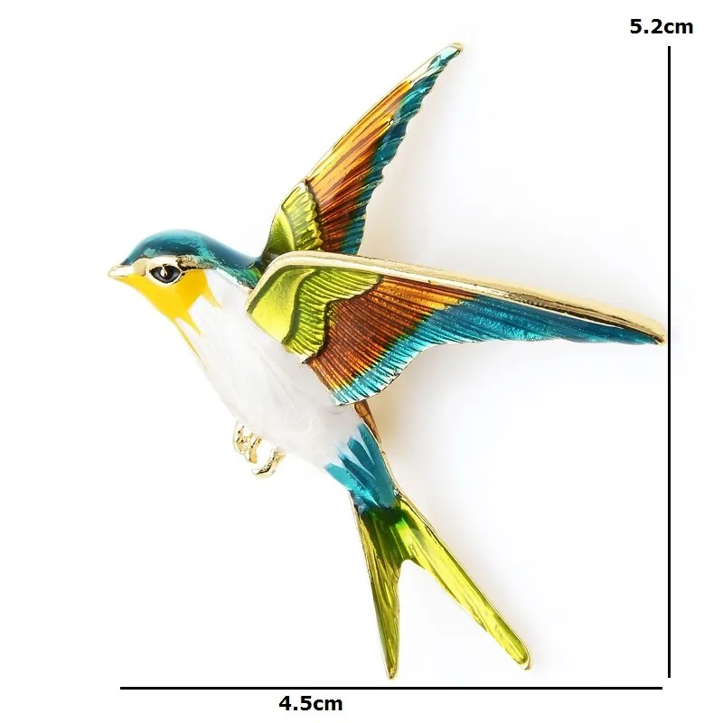 Wuli&amp;Baby Enamel Flying Swallow Brooch Pins For Women Animal Bird Broche Jewelry Gift